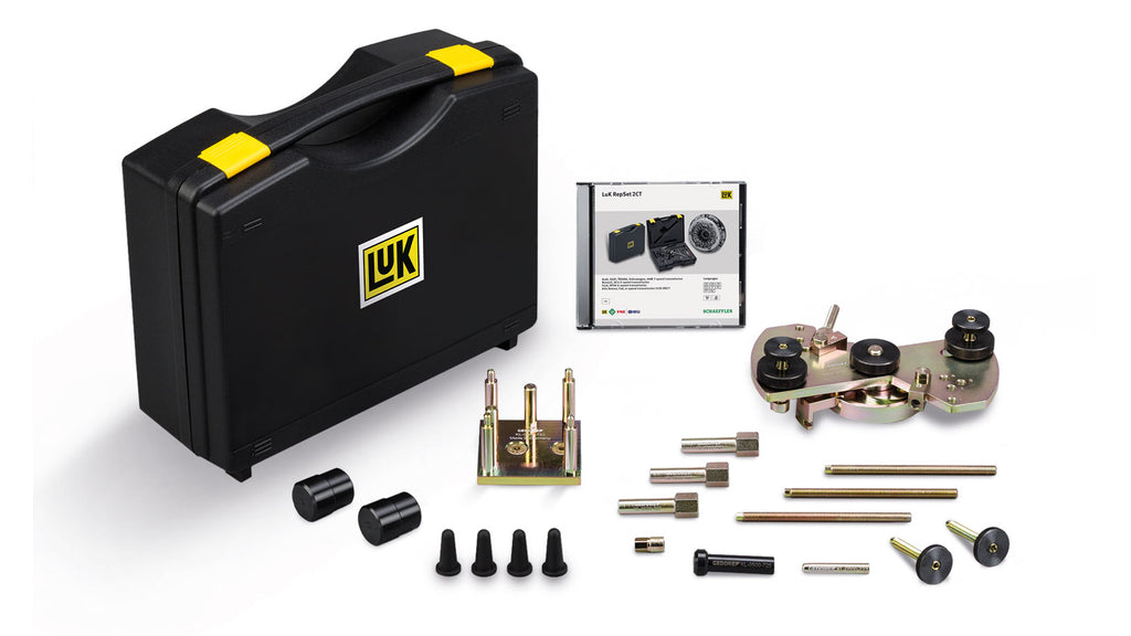 LUK 2CT tool kit for Alfa Romeo, FIAT, case sitting beside full kit contents