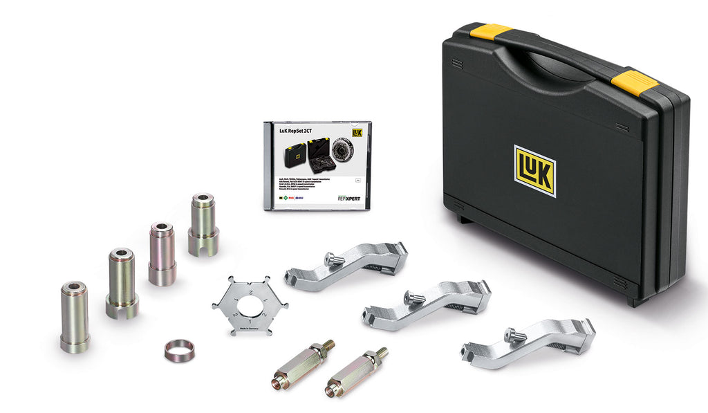 LuK 2CT tool kit Ford 1.0-litre, Hyundai, Kia, Renault. Case sitting beside full contents of kit